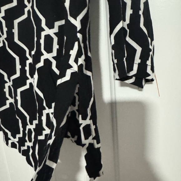 Escapada Top Pullover Tunic Side Split Blouse Black White 3/4 Sleeves V-neck XS - Picture 4 of 4